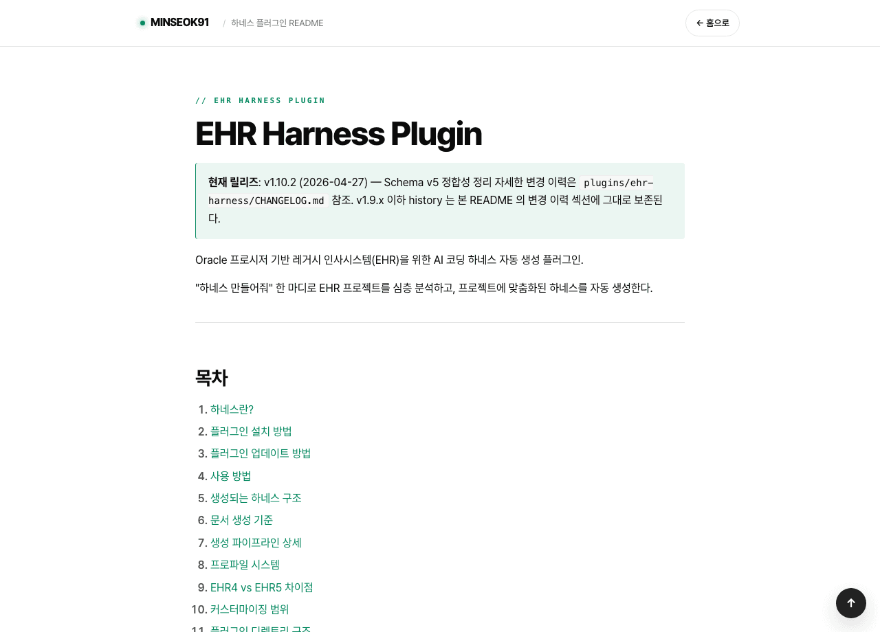 EHR Harness Plugin README 화면 미리보기